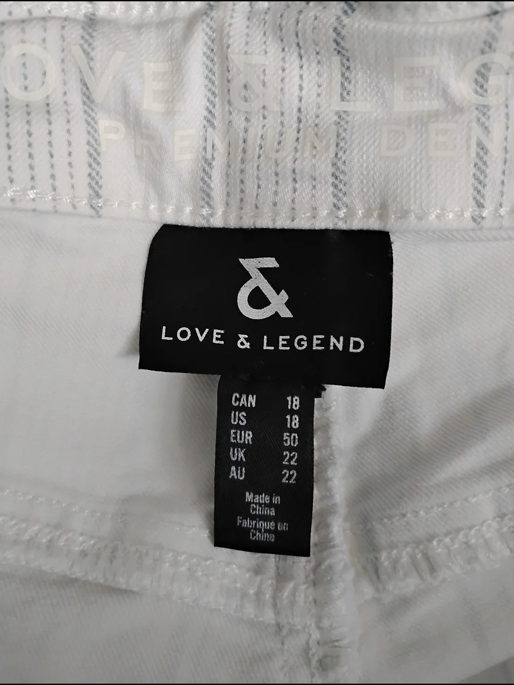 Love & Legend Unisex White Pinstripe Chino Shorts - Picture 4 of 4